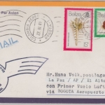 Belize - 15+1 C. Muscheln LH 1st-Flug Bogota La Paz 1981 seltene Zuleitungspost