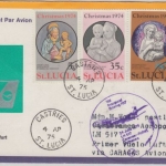St. Lucia - Weihnachten 1974 Satz LH 1st-Flug Caracas Rabat 1975 Zuleitungspost
