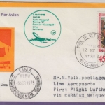 St. Kitts-Nevis - 45 C. Christmas LH 1st-Flug Caracas Lima 1976 Zuleitungspost !
