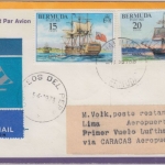 Bermuda - 20+15 C. Segelschiffe LH 1st-Flug Bogota Lima 1978 Zuleitungspost !