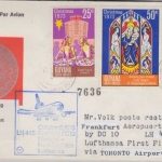 Guyana - 50+25+8 C. Christmas LH-1st-Flug Montreal - FFM 1975 Zuleitungspost
