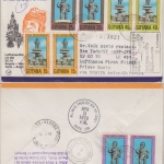 Guyana - Cuffy Denkmal Satz 2x LH-1st-Flug Bogota New York 1978 Zuleitungspost