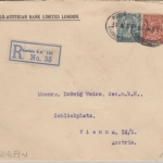 Großbritannien - 4+1 1/2 P. George V. Perfin AAB Einschreibebrief n. ÖSTERREICH