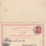 Island - 10/10 A. Ganzsache Doppelkarte König Christian IX. Reykjavik 1906 n.