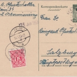 Österreich - 1 S. Trachten Ganzsache Ober Mieming - Salzburg postlagernd 24.6.53