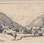 Österreich - Mieders Ortsansicht Tirol sw-Künstlerkarte (Bauernfeind) 1913