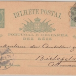 Portugal - 10 R. König Carlos Ganzsache + Zusatz Lissabon - Bielefeld 1897