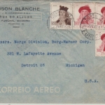 Portugal - 2+1 E. + 50 C. Volkstrachten Luftpostbrief n. USA Lissabon 1947 n.