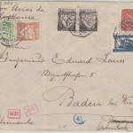 Portugal - 5 C. Diana Tempel u.a. Luftpostbrief Lissabon - Baden 1943 Zensur