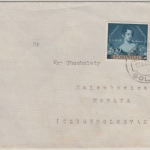 Portugal - 2,30 E. 100 J. Briefmarken Brief n. CSSR Golega - Morava 1954