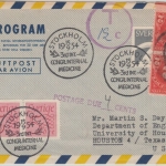 Schweden - Aerogramme n. USA SST Stockholm 3. Int. Medizin Kongr. 1954 Nachporto