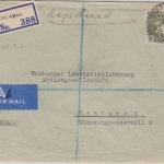 Nigeria - 1 Sh. George VI. Luftpost Einschreibebrief Calabar - Hamburg 1938