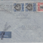 Kenya - 2x30+15 C. Freimarken Brief Nairobi - Nürnberg 1936 - ohne Inhalt
