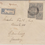 Kenia & Uganda - 4x50 C. George V. Einschreibebrief Mombassa - Hamburg 1927