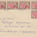 Gold Coast - 5x 1/2 P. Freimarke Landkarte Brief Accra - Düsseldorf 1954