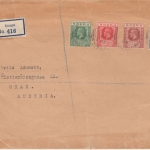 Nigeria - 2 1/2 P. George V. u.a. Einschreibebrief n. ÖSTERREICH Enugu Graz 1928