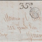 Frankreich/Schweiz - Incoming Paris 19.1.1855 n. Genf Portobrief 35 Cs.