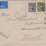 Ägypten - 17 Mill. ua. König Faruk Luftpostbrief i.d. SCHWEIZ Paquebot Port Said