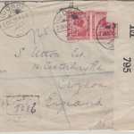 Ägypten - 2x5 Mill Sphinx Einschreiben Zensurbrief n. ENGLAND Luxor Croydon 1919