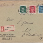 DR - Int. Arbeitsamt IAA Satz Ortsbrief Einschreiben Berlin O94 31.10.27