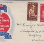 Neuseeland - 1 1/2+2 P Health stamps 1952 Schmukkuvert FDC EST Invercargill