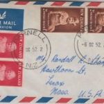 Neuseeland - 2+1 1/2 P Health stamps u.a. Luftpostbrief n USA Parnell Lenox 1952