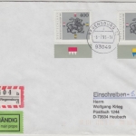 BRD - 2x400 Pfg. Heinrich d. Löwe Einschreiben Eigenh. FDC EST Regensburg 1995