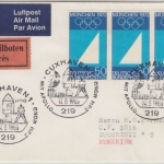 BRD - 3x50 Pfg. Olympiade München I Luftpost Eilbrief n. RUMÄNIEN SST Cuxhaven
