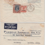 Pakistan - 1R.+2A. Georg VI. Überduck Luftpostbrief n. USA Karachi 1949 n.