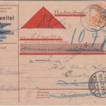DR - 7 1/2+10 Pfg. Germania Nachnahmekarte Waldshut Karlsruhe 1917 Retoruvermerk