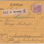 DR - 60 Pfg Germania Kriegsdruck a-Farbe Paketkarte Oberweimar Dansenberg 1917
