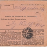 DR - 1 M. Reichspostamt u.a. Eilboten Paketkarte Grünberg - Verden 1918