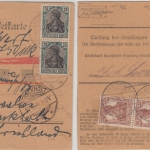 DR - 2x35 Pfg Germania c-Farbe !! Nachnahme Wertpaketkarte Hamborn 1920 n.