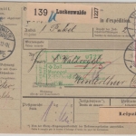 DR - 2x40 Pfg. Germania Paketkarte i.d. SCHWEIZ Luckenwalde - Winterthur 1912