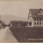 Schweiz - Buchs Grafstraße m. Schulhaus sw-Fotokarte gelaufen 1919