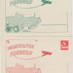 Schweiz - Philatelisten Kongress Bern 1929 10/20/30 C. 3 Privatganzsachen ungebr