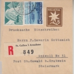 Schweiz - 5 C. Edelweiß Ganzsache Streifband Einschreiben n. ÖSTERREICH 1955