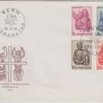 Schweiz - Freimarken Evangelisten 3/5/10/20 Fr. Schmuck-FDC ESST Bern 18.9.61