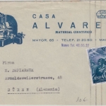 Spanien - 3 Pta. Alzamiento Nacional illustr. Luftpostbrief Madrid Düren 1954