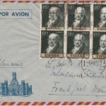 Spanien - 6x80 Cts. Goya Luftpostbrief Cordoba - Frankfurt/Main 1958