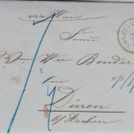 Türkei österr. Post - Constantinopel 23/8 K1 desinfizierter Brief n Düren 1855