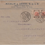 Lettland - 2x5 R. Freimarken Firmenbrief Riga - Guben 1921