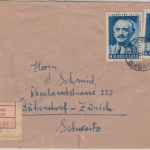 Bulgarien - 2x80 St. Dimitrov Einschreibebrief i.d. SCHWEIZ Gabrovo 1952 n.