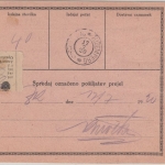 Slowenien - 1 K. Friedensengel u.a. Postanweisung Kranischsfeld - Zuzemperg 1920