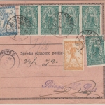 Slowenien/Kroatien - 2x5 K König Peter u.a. Postanweisung Zagreb - Sarajevo 1920
