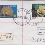 Papua Neuguinea - Siassi 1997 Einschreibebrief K1+50 t Korallen