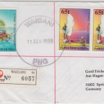 Papua Neuguinea - Waigani 1999 Einschreibebrief 2x65+25 t Kajak WM
