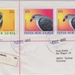 Papua Neuguinea - Rabaul 1998 Einschreibebrief 25+2x65 t Greifvögel