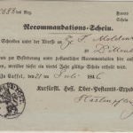 Thurn & Taxis - Cassel 1846 Recommandations-Schein Einschreiben n. Dillenburg