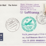 Island - 21 Kr. Bogenschütze FDC Lufthansa Erstflug Hamburg Leipzig Zuleitung